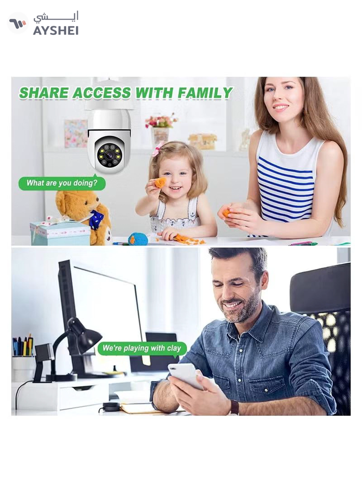 Eworld 360 Degree Wireless WIFI Light Bulb Security Camera with Motion Detection-5-5