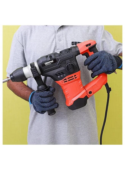 GEEPAS 32 MM SDS + Rotary Hammer,Impact Energy 6 J, Impact Rate 0-4200 BPM| Perfect For Home And Business| No Load Speed 0-850 RPM, Two Handles For Comfortable Grip, Ergonomic Design| Ideal For Concrete, Steel And Wood Surfaces Red/Black/Silver-4