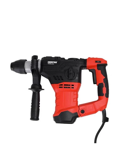 GEEPAS 32 MM SDS + Rotary Hammer,Impact Energy 6 J, Impact Rate 0-4200 BPM| Perfect For Home And Business| No Load Speed 0-850 RPM, Two Handles For Comfortable Grip, Ergonomic Design| Ideal For Concrete, Steel And Wood Surfaces Red/Black/Silver-0