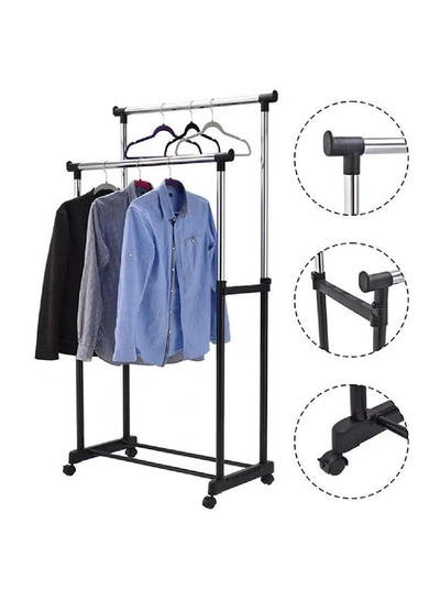 DOUBLE POLE Garment Organizer Black/Sliver 90cm-4