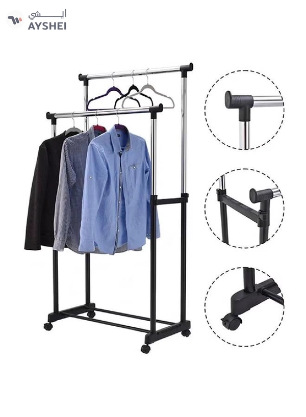 DOUBLE POLE Garment Organizer Black/Sliver 90cm