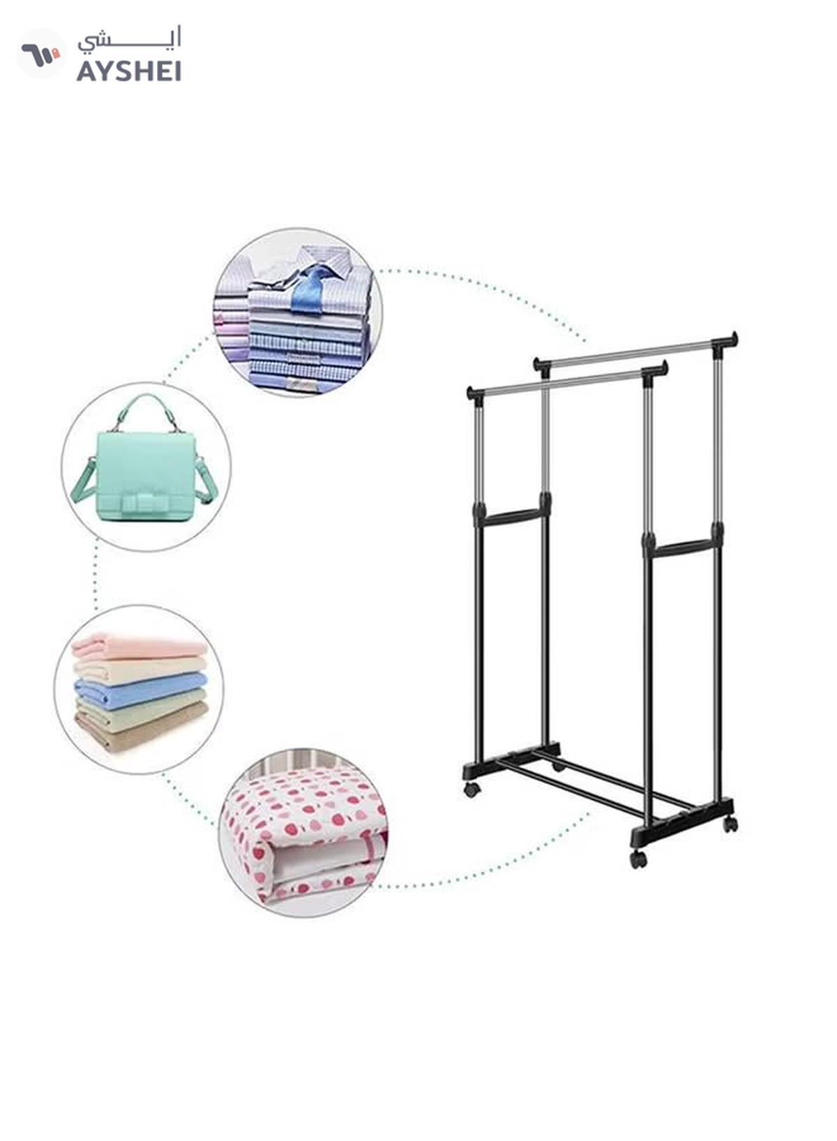 DOUBLE POLE Garment Organizer Black/Sliver 90cm-1-1