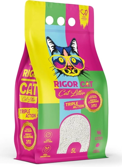 Rigor Cat Cat Natural White Bentonite Clumping Litter - Baby Powder - 5L-0