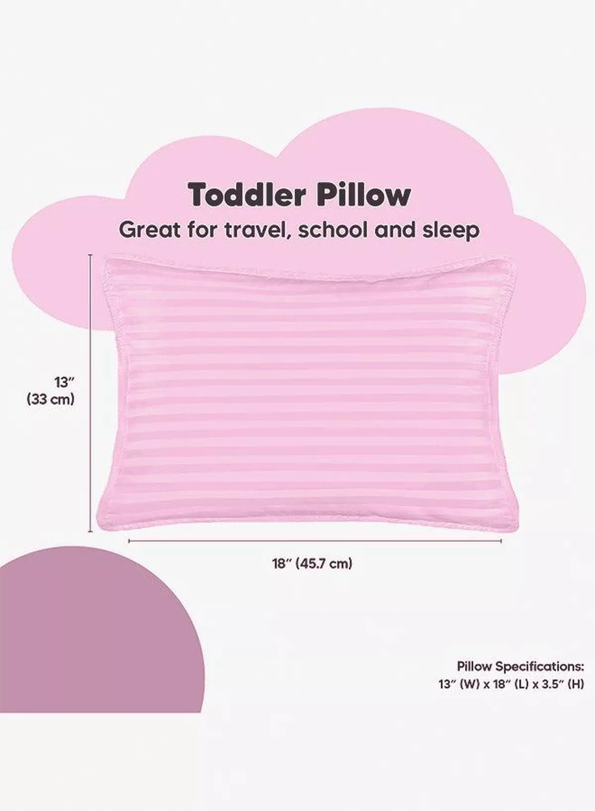 Toddler Baby Sleeping Pillows, Soft Cotton Blend Cover with Polyester Filling, Perfect for Home & Hotel Rooms, Pack of 2 Available in Elegant Pink Color-1-1