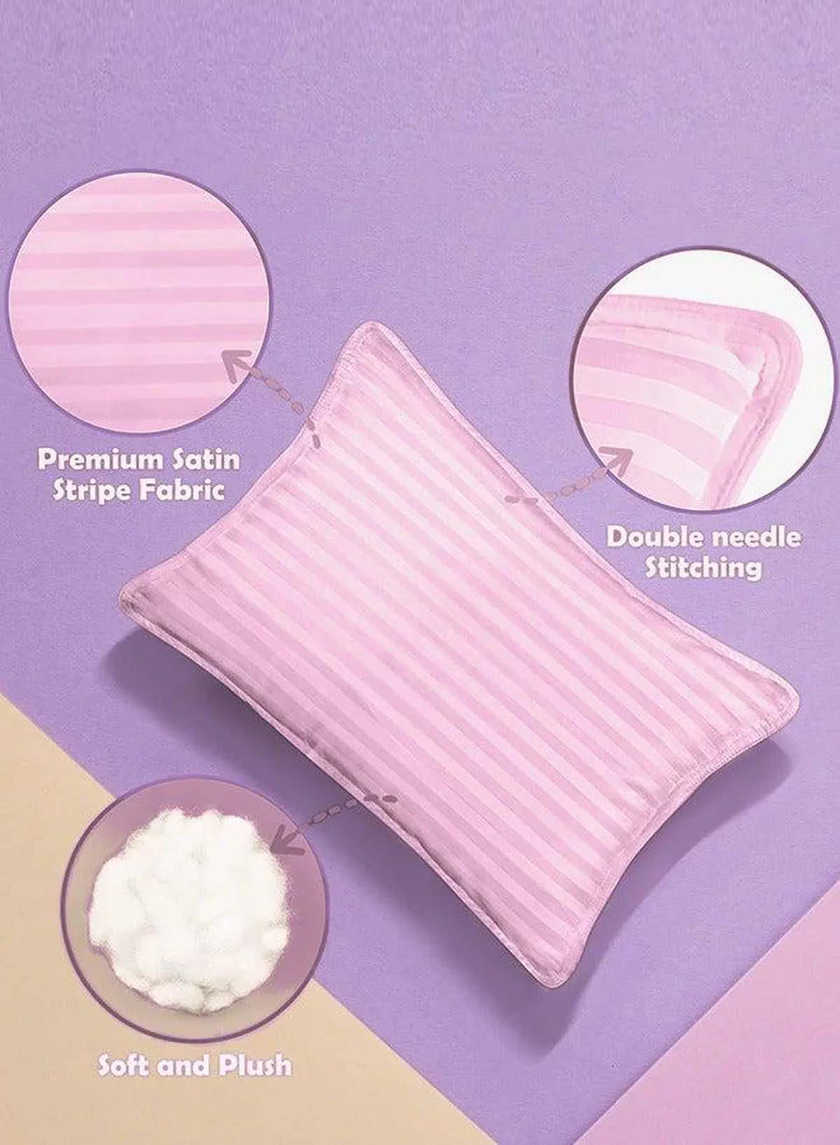 Toddler Baby Sleeping Pillows, Soft Cotton Blend Cover with Polyester Filling, Perfect for Home & Hotel Rooms, Pack of 2 Available in Elegant Pink Color-3-3