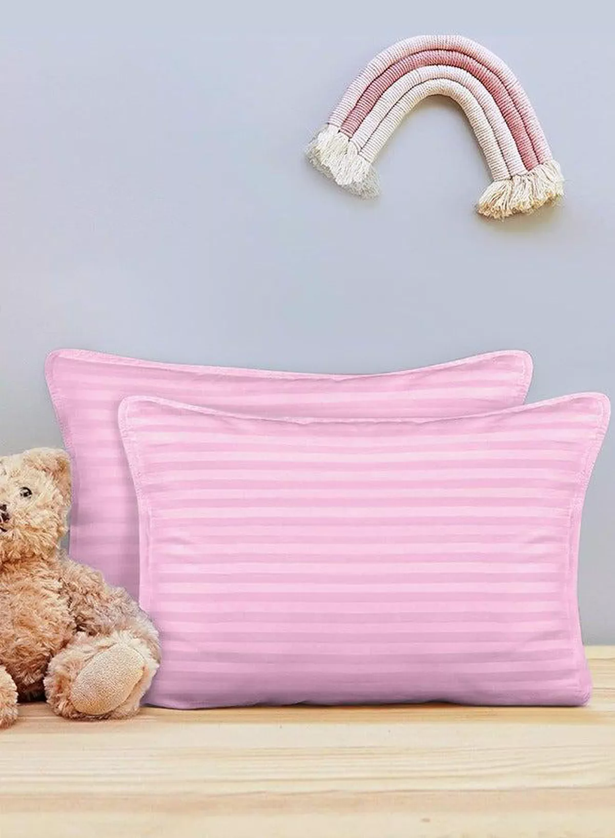 Toddler Baby Sleeping Pillows, Soft Cotton Blend Cover with Polyester Filling, Perfect for Home & Hotel Rooms, Pack of 2 Available in Elegant Pink Color-5-5