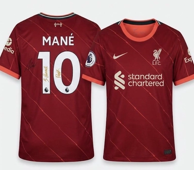 Liverpool FC 2020/21 Home Jersey — Mané #10 — Nike- Size M - With Autographs-0