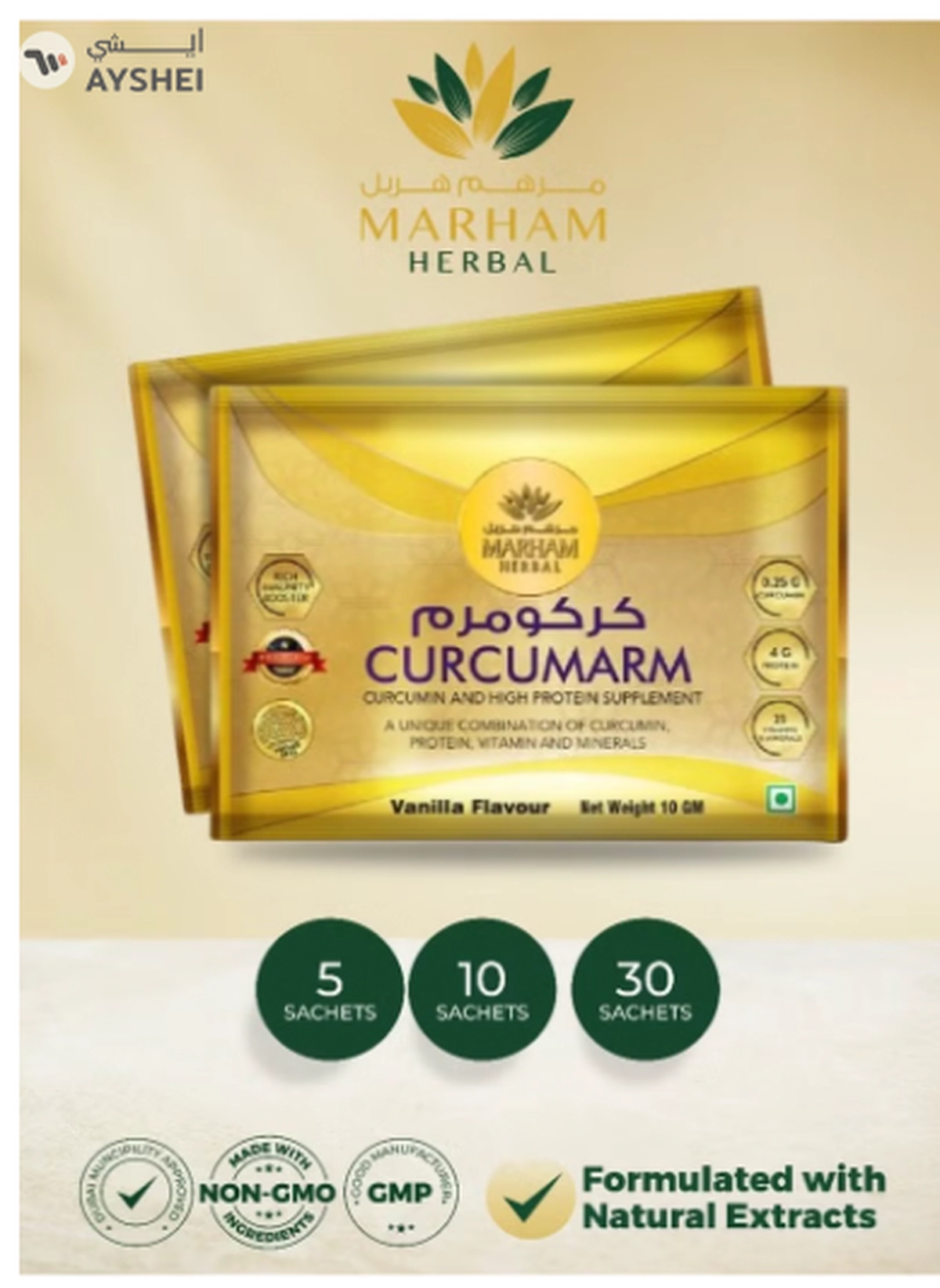 MARHAM HERBAL Curcumarm Sachet: Curcumin and High Protein Supplement-4-4