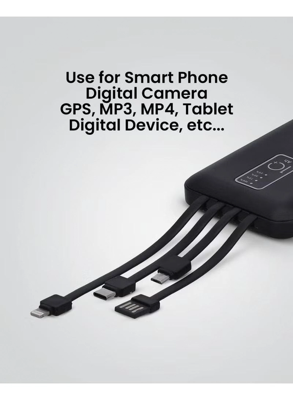 Olsenmark OMPB1819 Power Bank- 10000mAh Quick Charge Battery | Indicator Light | 4 Types of Cables | Quick Charge DC 5V/2.1A | Ideal for Smart Phones, Cameras, Mp4, Tablet, Smart Watches & More