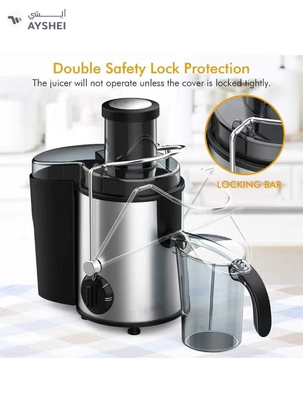 SILVER CREST Juicer Machine - 65mm Wide Mouth Feed Chute, Dual Speed Mode - 800W Stainless Steel Centrifugal Juice Machine (BPA Free), Juice Extractor For Fruit And Vegetable