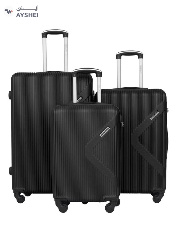 PARAJOHN Neutro 3 Pieces ABS Luggage Trolley Set - Black