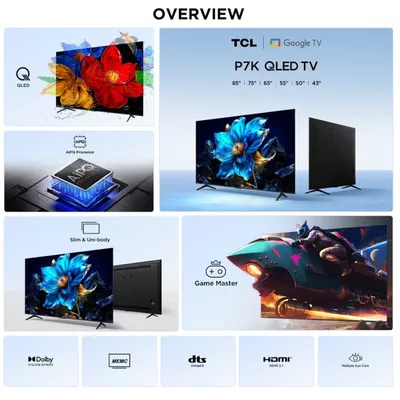 TCL 85-Inch P7K QLED 4K UHD Smart TV | Google TV, 60Hz, HDR10+, Dolby Vision & Atmos, AiPQ Processor, Game Master, DTS Virtual:X, Slim Uni-body (2025 Model) 85P7K Black-5