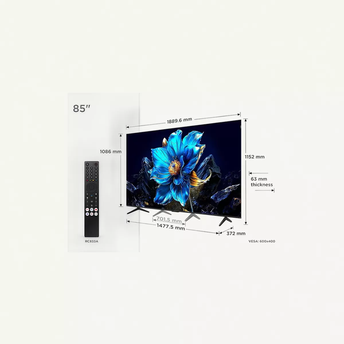 TCL 85-Inch P7K QLED 4K UHD Smart TV | Google TV, 60Hz, HDR10+, Dolby Vision & Atmos, AiPQ Processor, Game Master, DTS Virtual:X, Slim Uni-body (2025 Model) 85P7K Black-1-1