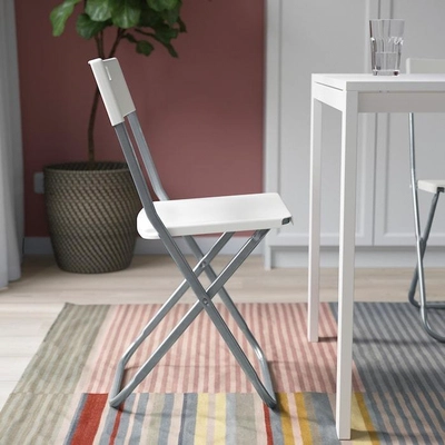 IKEA GUNDE Folding Chair, White-3