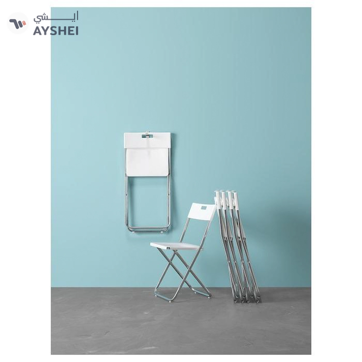 IKEA GUNDE Folding Chair, White-2-2