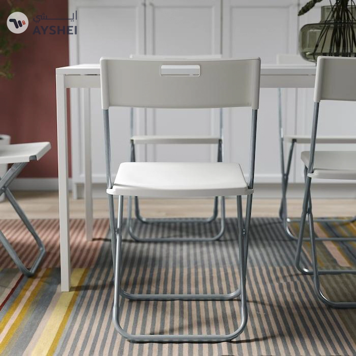 IKEA GUNDE Folding Chair, White-5-5