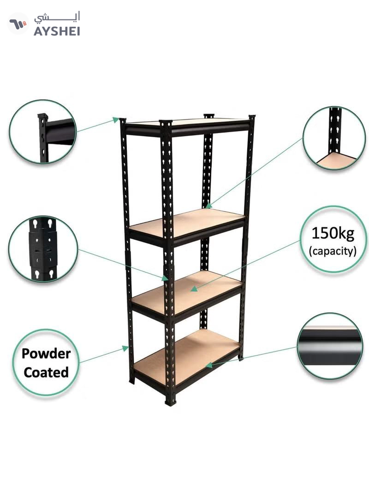 DubaiGallery Equipment Storage Organizer Rack, 4 Shelves-3-3