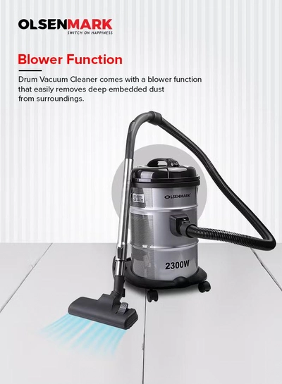 Olsenmark Drum Vacuum Cleaner with dust capacity, Dust Full Indicator, Adjustable Suction, Cord length: 5m Cable, 21 L 2300 W OMVC1574E Grey-3