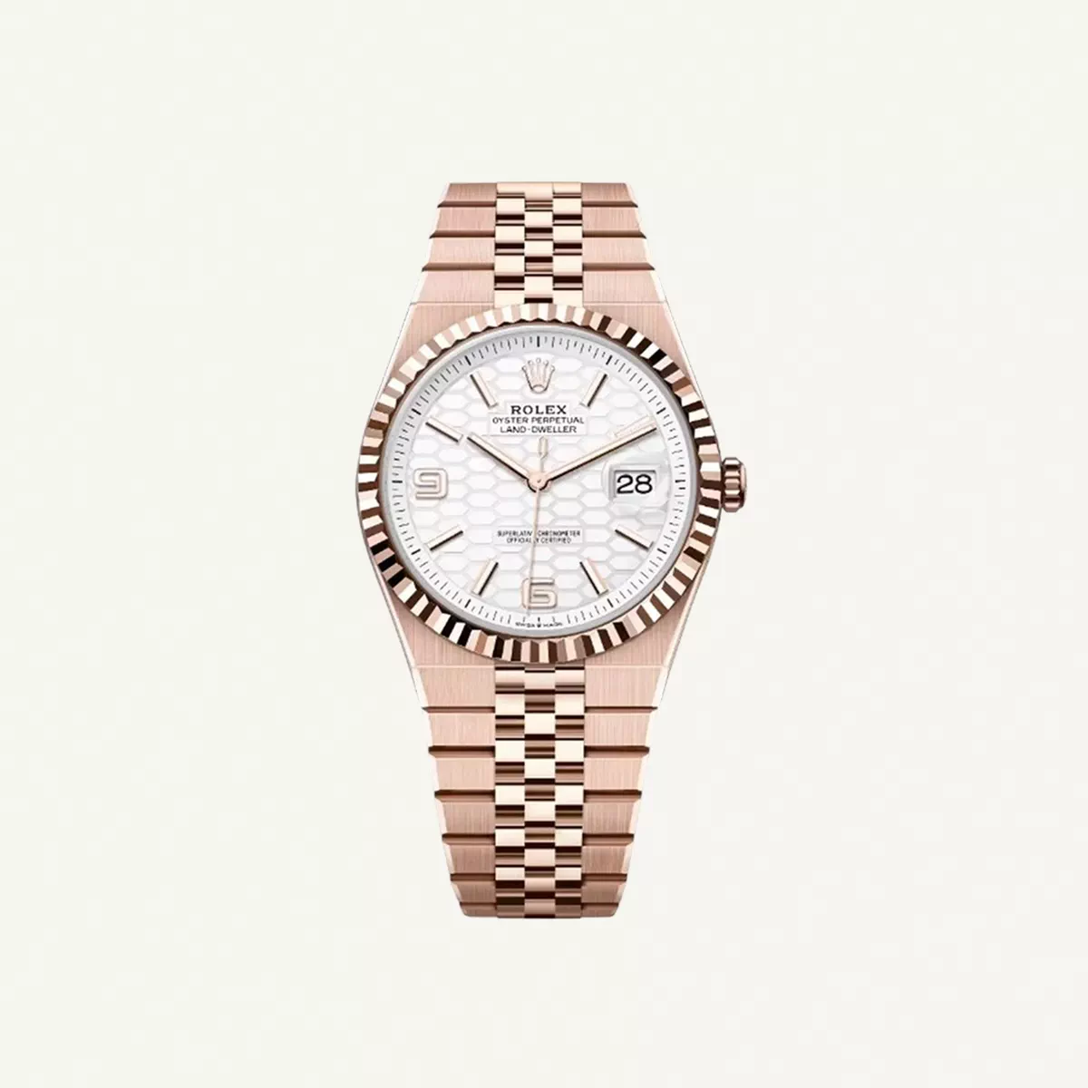 Rolex Land-Dweller 40mm Full Rose Gold with White Dial | Condition: New | Year of production 2026 | Original box | Original papers-0-0