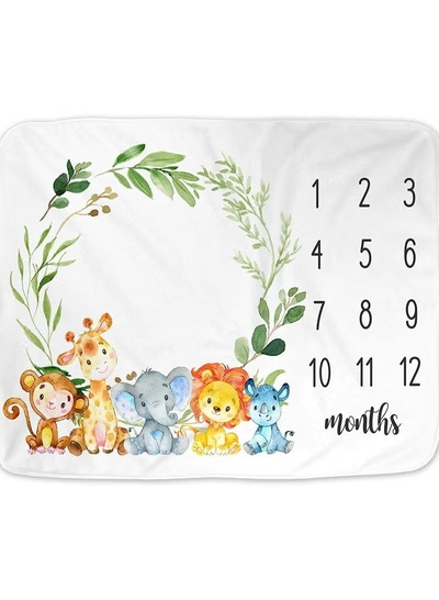 ORiTi Baby Monthly Milestone Blanket Includes Wooden Wreath and Pacifier Clip -2