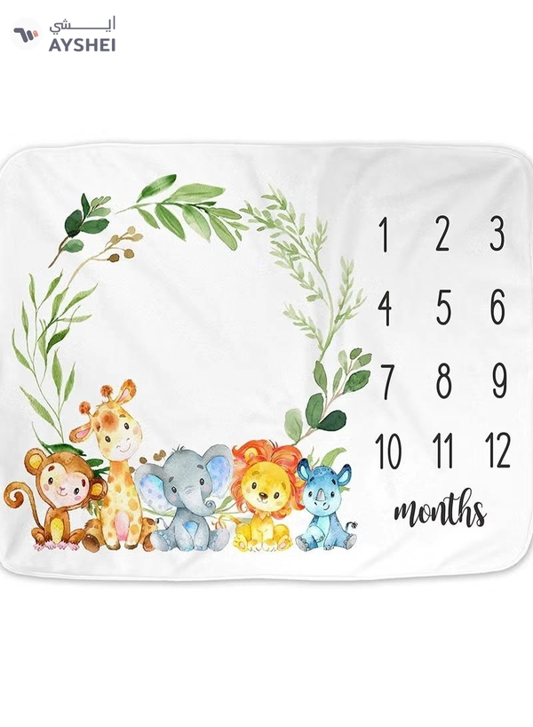 ORiTi Baby Monthly Milestone Blanket Includes Wooden Wreath and Pacifier Clip 