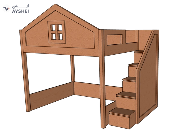 Elega Home Loft Bed, fits Queen 150 x 200 cms Mattress
