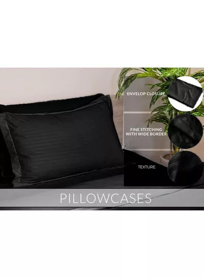 6-Piece Premium King Size Bedding Set, Black Striped Design and High Quality Microfiber Hotel Luxury Bedsheet Soft Quilt Cover and Pillowcases-3