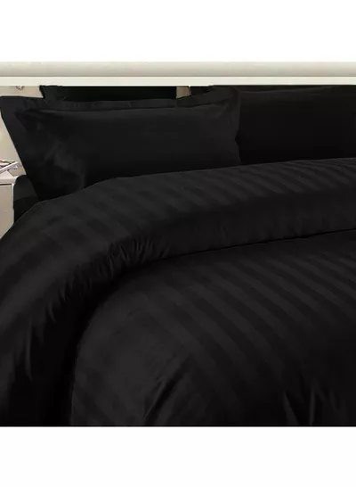6-Piece Premium King Size Bedding Set, Black Striped Design and High Quality Microfiber Hotel Luxury Bedsheet Soft Quilt Cover and Pillowcases-4
