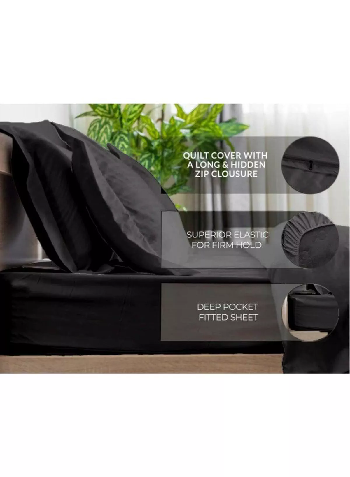 6-Piece Premium King Size Bedding Set, Black Striped Design and High Quality Microfiber Hotel Luxury Bedsheet Soft Quilt Cover and Pillowcases-1-1