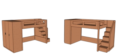 Elega Loft Bed with Cupbaord, Queen Size fits 150 x 200 cms mattresses-0