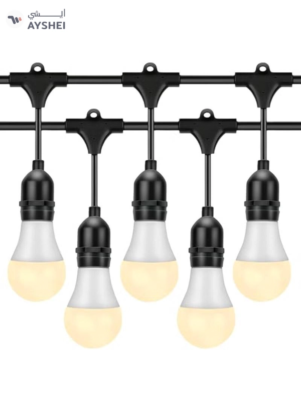 Yuwell Outdoor Waterproof IP65 Led String Lights E27 Holder 50 Meter Bulb Holder Wire With 100 LED Bulbs 9W Warm White With EU Plug Solar Bulb Holder For Ramadan Decoration Lights And Outdoor Decoration Light Hanging Light String Wire Ramadan Light For Commercial Patio Garden & Porch Yard