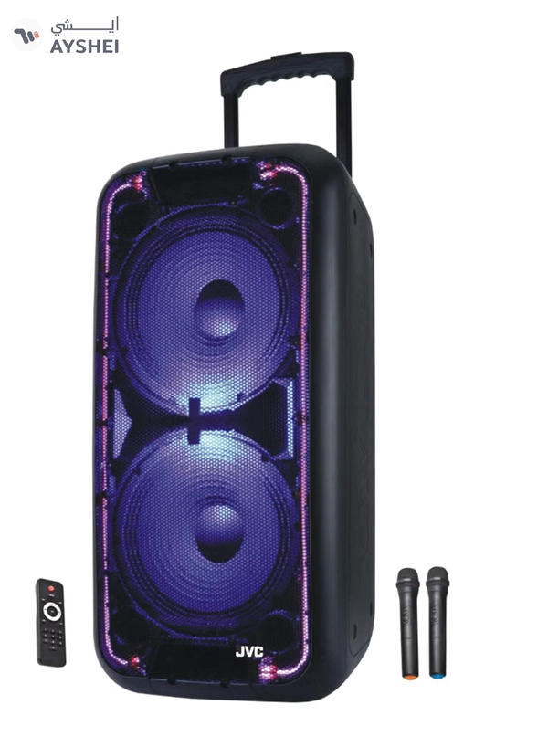 JVC Portable Trolley Bluetooth Speaker With 1600W PMPO Powerfull Output Bluetooth And 2 Microphones XS-N518PB Black