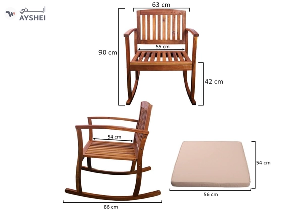 Yatai Decor Rocking Chair Modern Wooden Rocking Chair with Seating Cushions