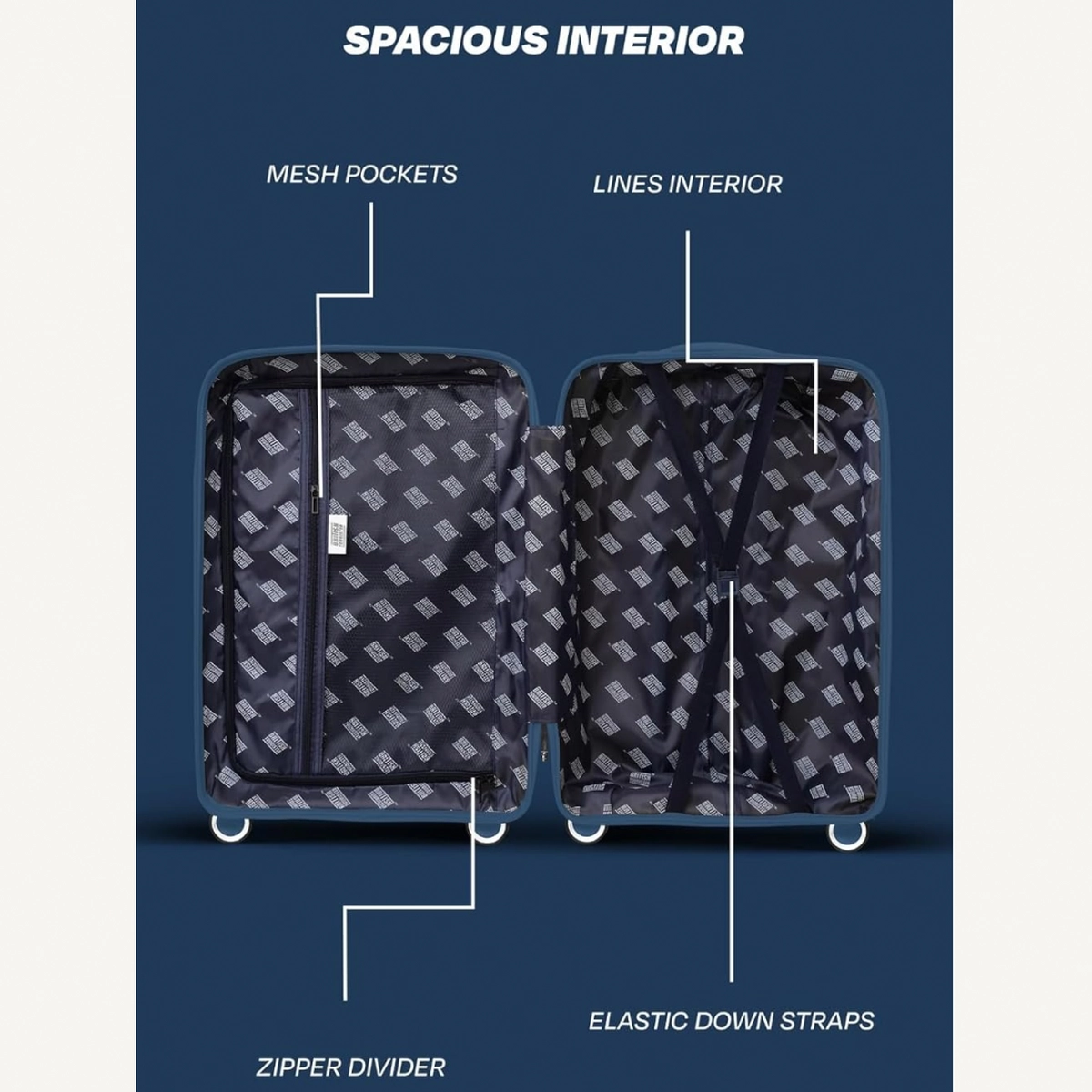 Polypropylene Hardshell Luggage Set 3-Piece Spinner – TSA Approved Lock |Lightweight & Durable 20/24/28 Inch (Small, Medium, Large) – Navy Blue-3-3