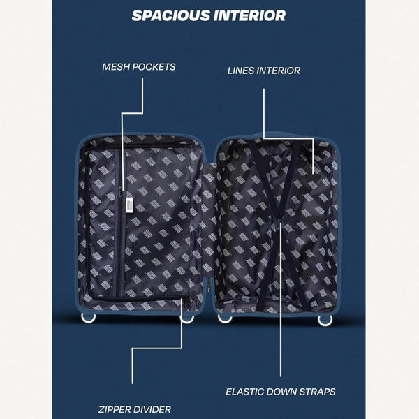 Polypropylene Hardshell Luggage Set 3-Piece Spinner – TSA Approved Lock |Lightweight & Durable 20/24/28 Inch (Small, Medium, Large) – Navy Blue