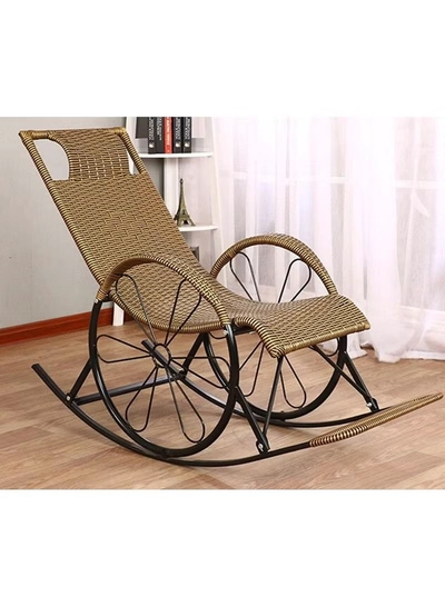 DubaiGallery Rocking Chair Recliner Adult Balcony Household Leisure Chair Outdoor Elderly Adult Nap Double Deck Red Brown-1