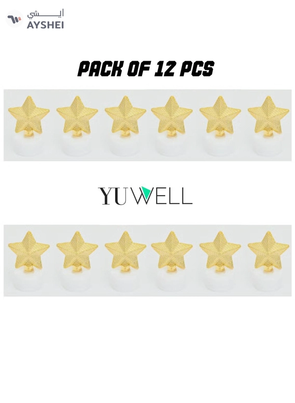 Yuwell Pack Of 12 Pcs Star Shape Mini Portable Night Light And Table Decor Lamp For Ramadan Eid And Home Decoration