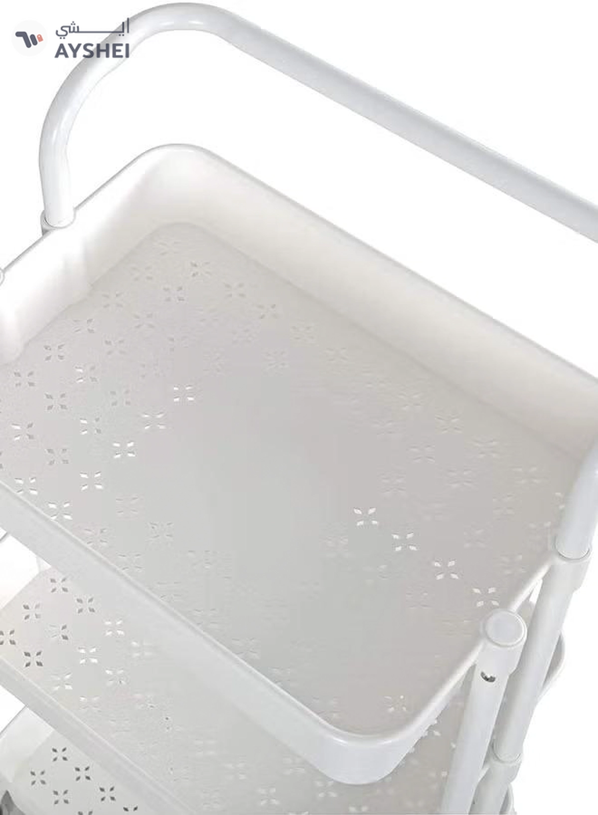 Roman Gifts 3-Tier Utility Cart Rolling Storage Shelf With Handles 2 Lockable Wheels White 86x42x30cm-2-2
