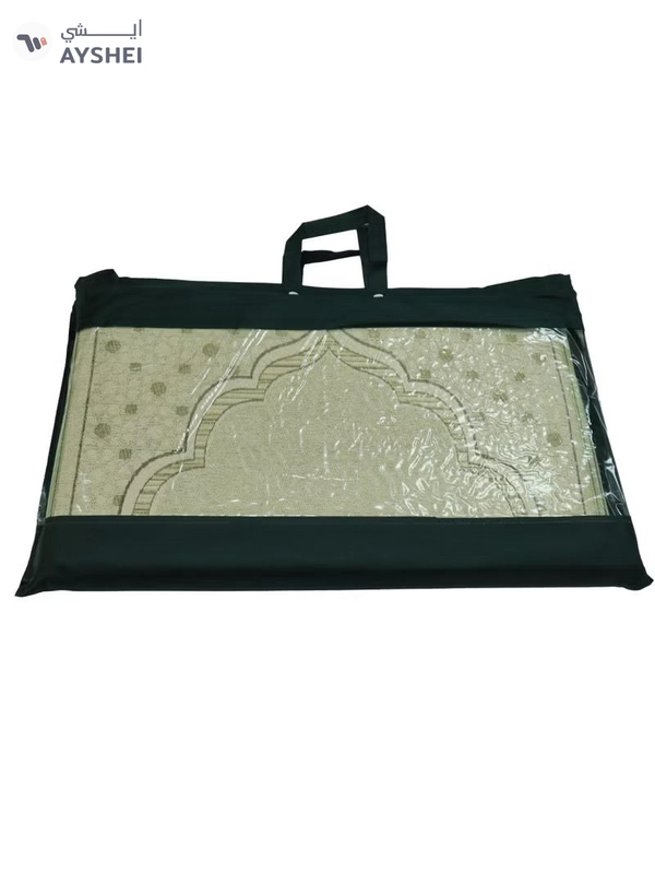 Yuwell Foldable Prayer Mat with Back Support & Carrying Bag, 2-in-1 Prayer Rug Sajadah, Anti-Slip Islamic Salah Mat 110×60CM for Men & Women, Portable Ramadan & Eid Gift Beige