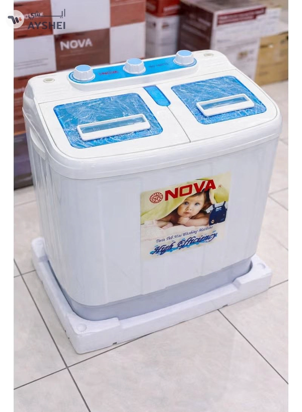 NOVA Twin Tub Mini Washing Machine 3.8KG Semi Automatic Washer with Spin Dryer, Compact and Lightweight Design, Low Noise Motor, Ideal for Daily Clothes Washing