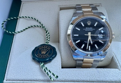 Rolex Oyster Perpetual Datejust Two-Tone Black Dial Watch-3
