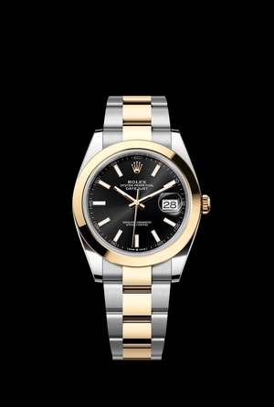 Rolex Oyster Perpetual Datejust Two-Tone Black Dial Watch