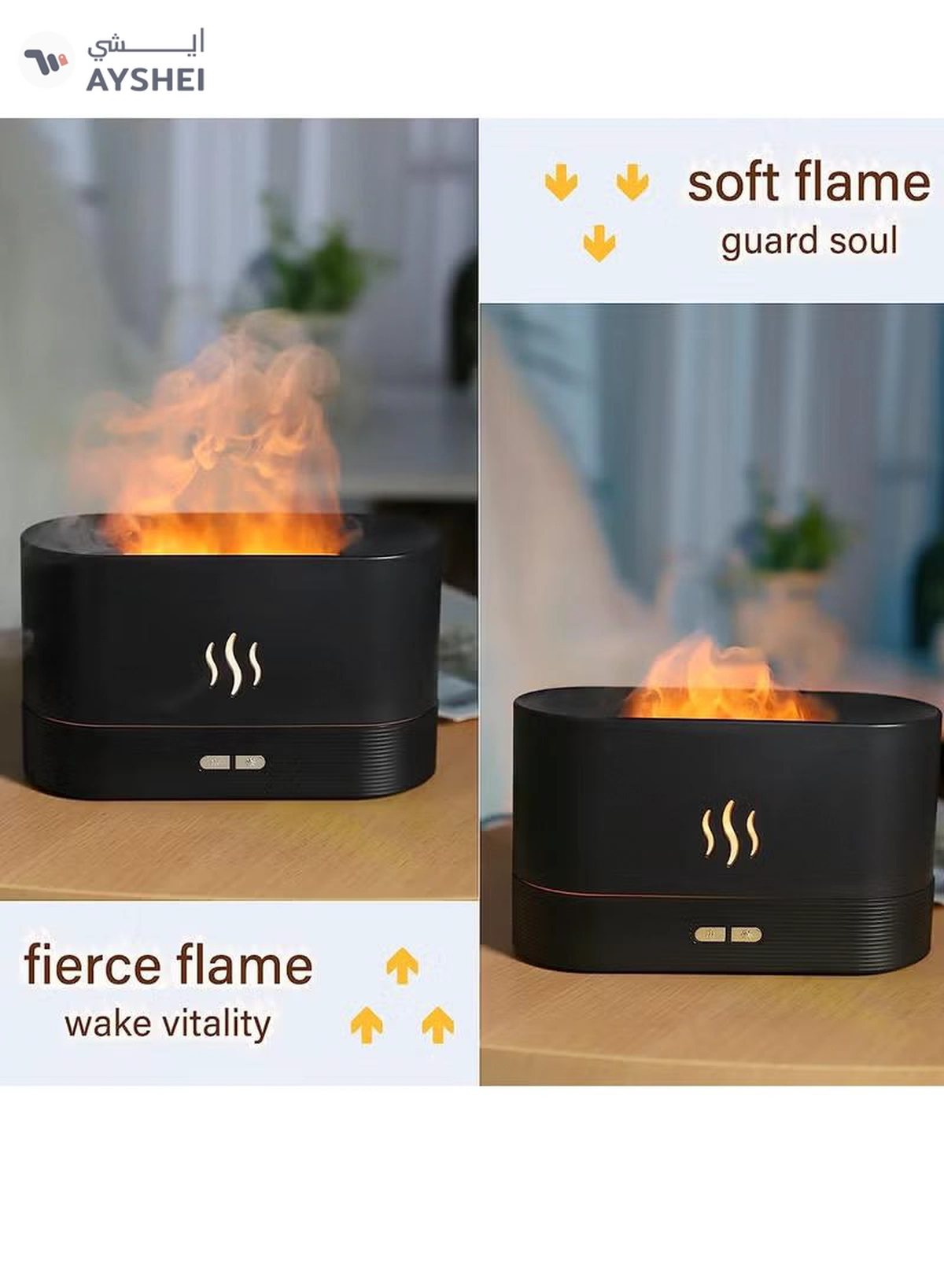 Yuwell Aroma Diffuser 180ML Aroma Flame Essential Oil Diffuser Silent Cool Mist Humidifier Air Humidifier For Home, Office, And Bedroom Black-2-2
