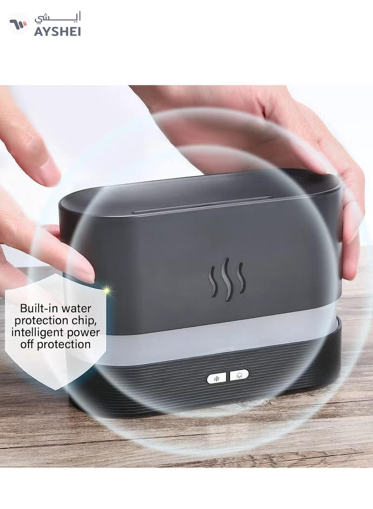 Yuwell Aroma Diffuser 180ML Aroma Flame Essential Oil Diffuser Silent Cool Mist Humidifier Air Humidifier For Home, Office, And Bedroom Black-4-4