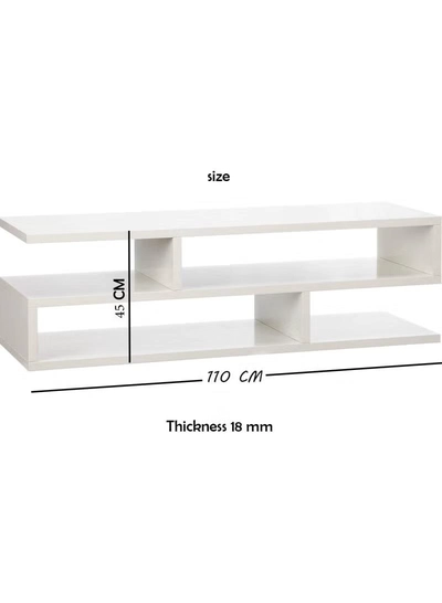 Eworld Modern TV Media Bench with Open Shelves Living Room-2