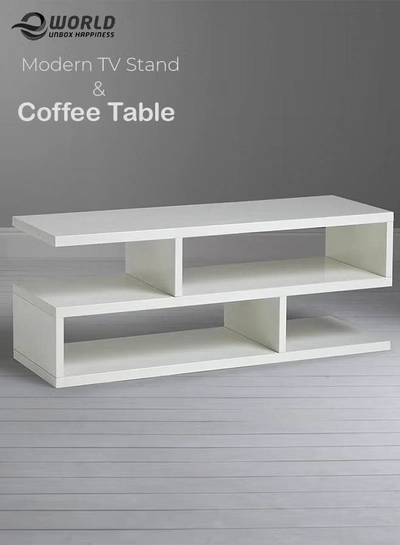 Eworld Modern TV Media Bench with Open Shelves Living Room-0