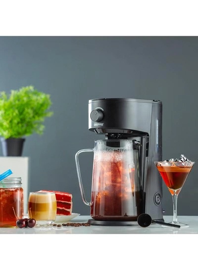 GEEPAS Ice Tea/ Coffee Maker, With Permanent Nylon Filter, GCM41516 | Ice Tea Maker with Infusion Pitcher for Hot/Cold Water | Iced Coffee Maker for Ground Coffee with Brew Strength Selector 2.5 L 700 W GCM41516 Black-1