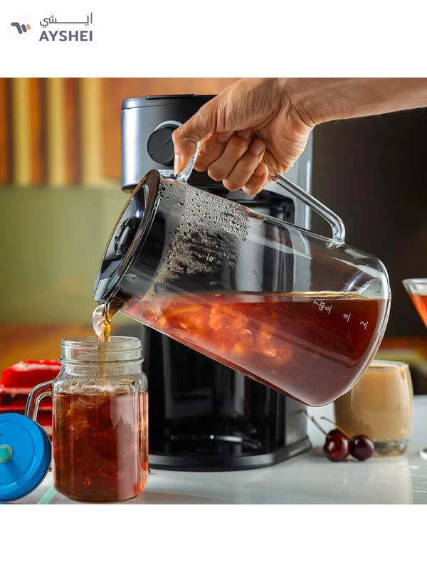 GEEPAS Ice Tea/ Coffee Maker, With Permanent Nylon Filter, GCM41516 | Ice Tea Maker with Infusion Pitcher for Hot/Cold Water | Iced Coffee Maker for Ground Coffee with Brew Strength Selector 2.5 L 700 W GCM41516 Black
