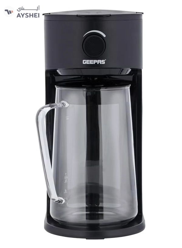 GEEPAS Ice Tea/ Coffee Maker, With Permanent Nylon Filter, GCM41516 | Ice Tea Maker with Infusion Pitcher for Hot/Cold Water | Iced Coffee Maker for Ground Coffee with Brew Strength Selector 2.5 L 700 W GCM41516 Black