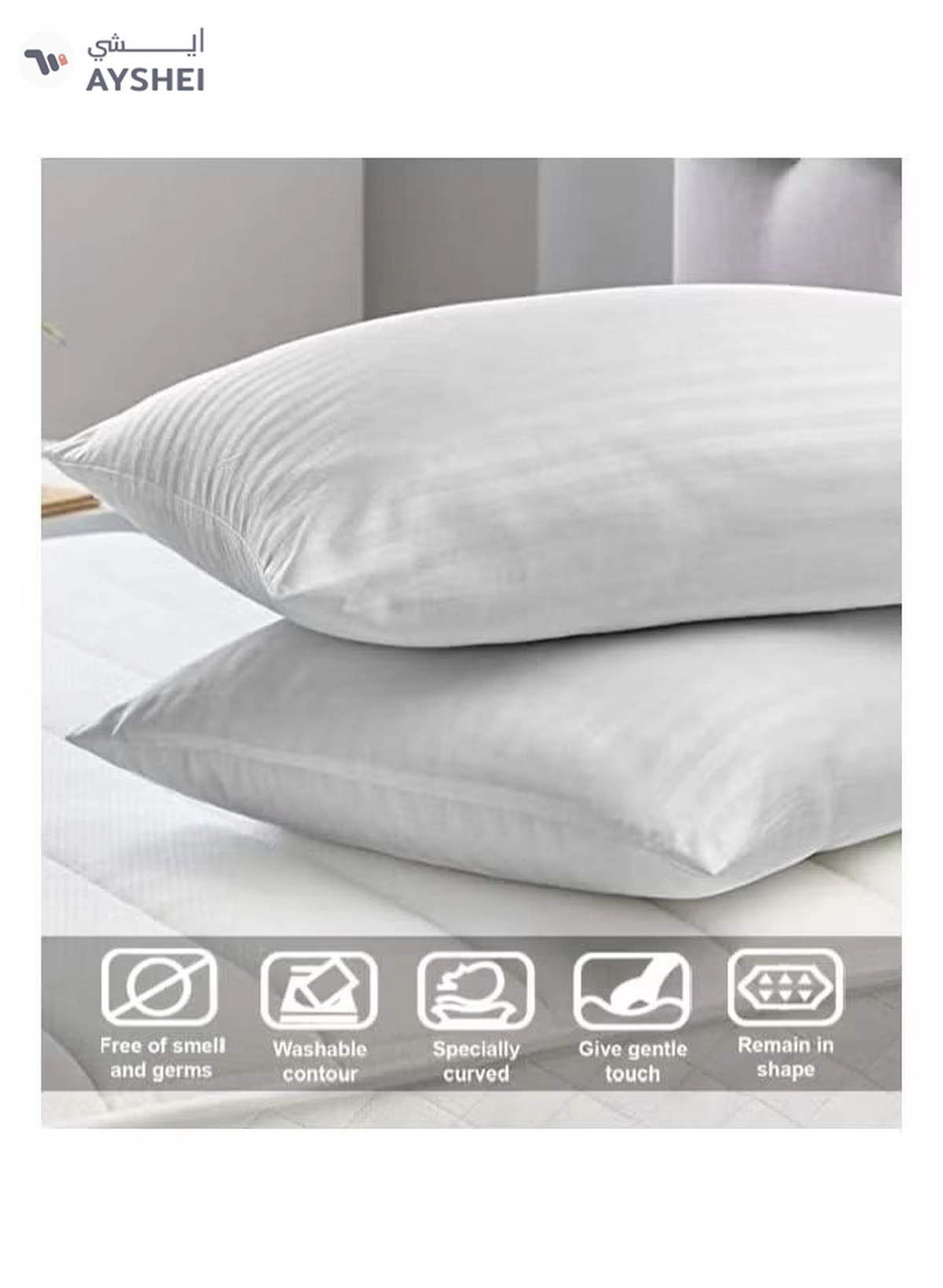 Eworld Set of 2 White Satin Stripe Pillow Covers Featuring 300 Thread Count, 1cm Satin Stripe-2-2
